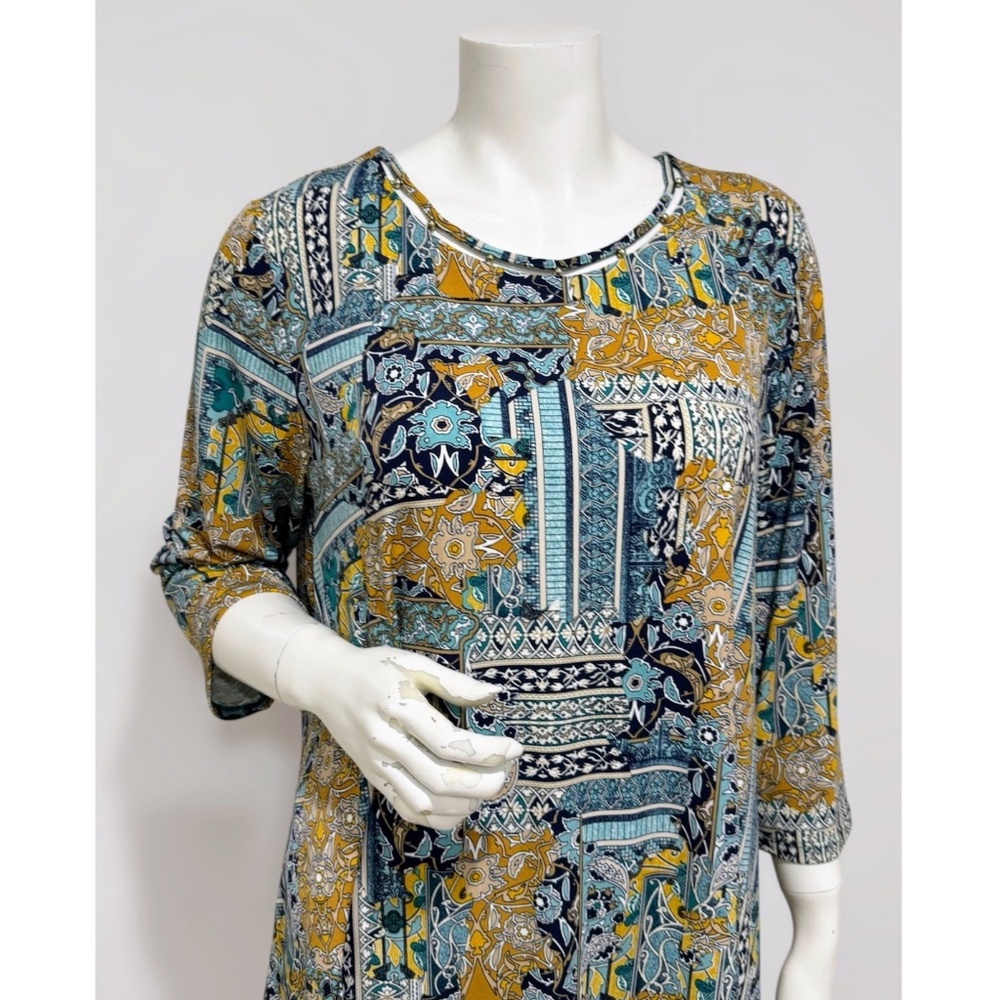 Chico's Women's Multicolor Patchwork Print Beaded… - image 2